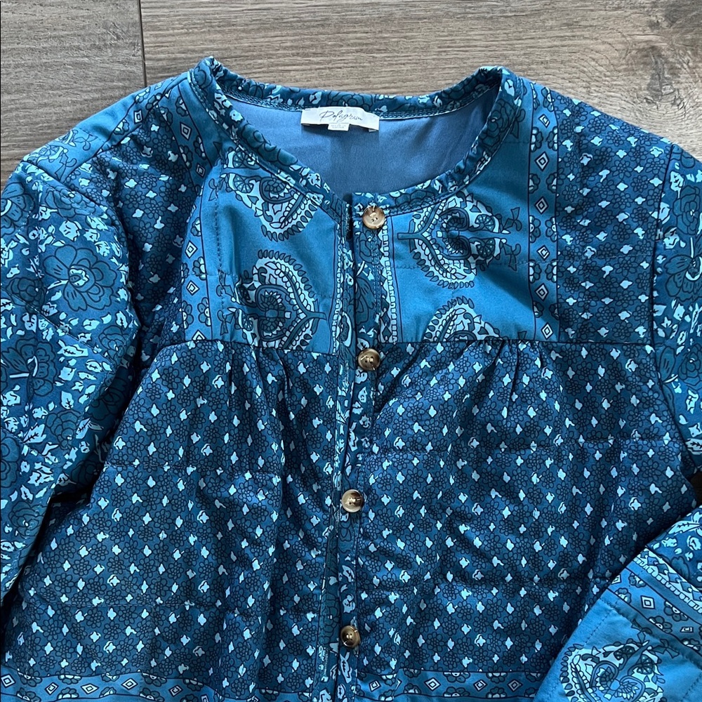 Polagram Teal Patterned Bomber Jacket - image 2
